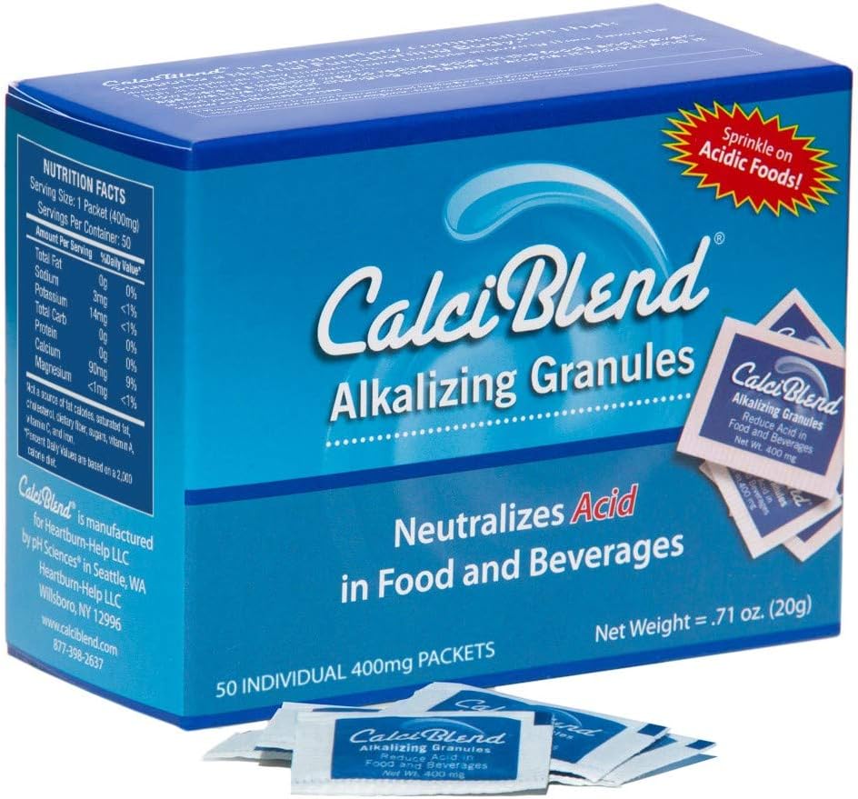 Alkalizing Granules 50 Pack Box - Food & Beverage Acid Reducer - Promueve la salud digestiva y urinaria, Restores Electrolytes, Aids pH Balance - All-Natural, Sugar &amp; Calorie Gratis
