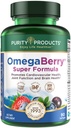 Purity Products OmegaBerry Fish Oil w/Vitamin D3 + Organic Acai Super Formula - 1875 mg de Concentrado, Destilado molecular, Ultra Pure Omega-3 1080 mg EPA + 720mg DHA + 120 mg DPA - 90 Conde
