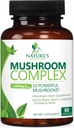 Mushroom Brain Supplement 1330 mg - 10 in 1 High Strength Mushroom Complex with Lions Mane, Turkey Tail, Reishi, Cordyceps, Chaga & Brain Nootropic Complex for Memory & Focus Support - 60 cápsulas