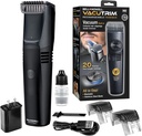 Vacutrim Cordless Mens Beard Trimmer, Rechargeable Electric Shaver with 20 Trim Setting Calibration Dial and Built-in Vacuum for Mustache, Sideburns. Facial Hair, Black, 7.5", As Seen On TV