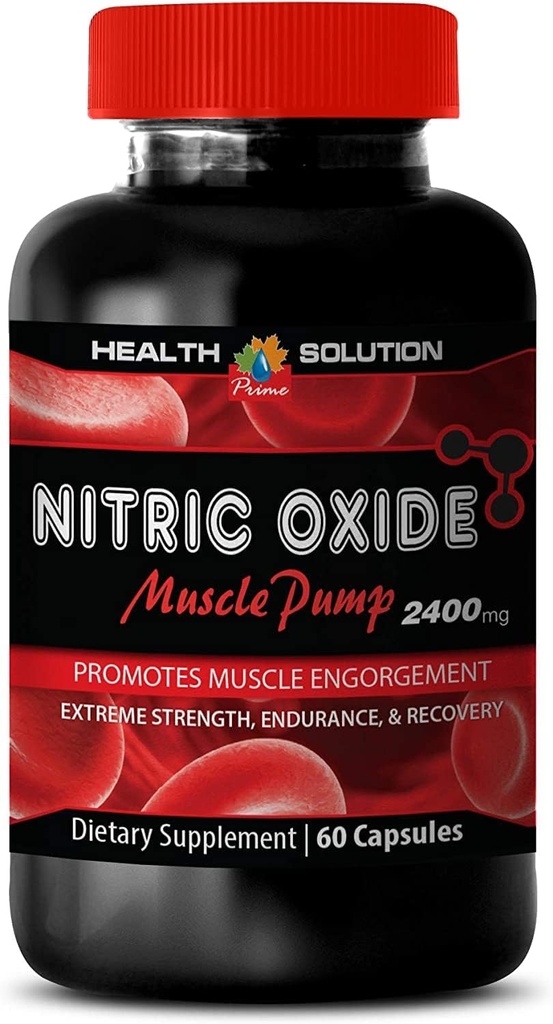 Bomba de músculo antes del entrenamiento - Bomba de óxido nítrico 2400mg, Fuerza extrema - Suplementos de óxido nítrico Natural, Láminas de óxido nítrico para hombres, Booster de óxido nítrico para hombres, óxido nítrico, 1B 60 cápsulas