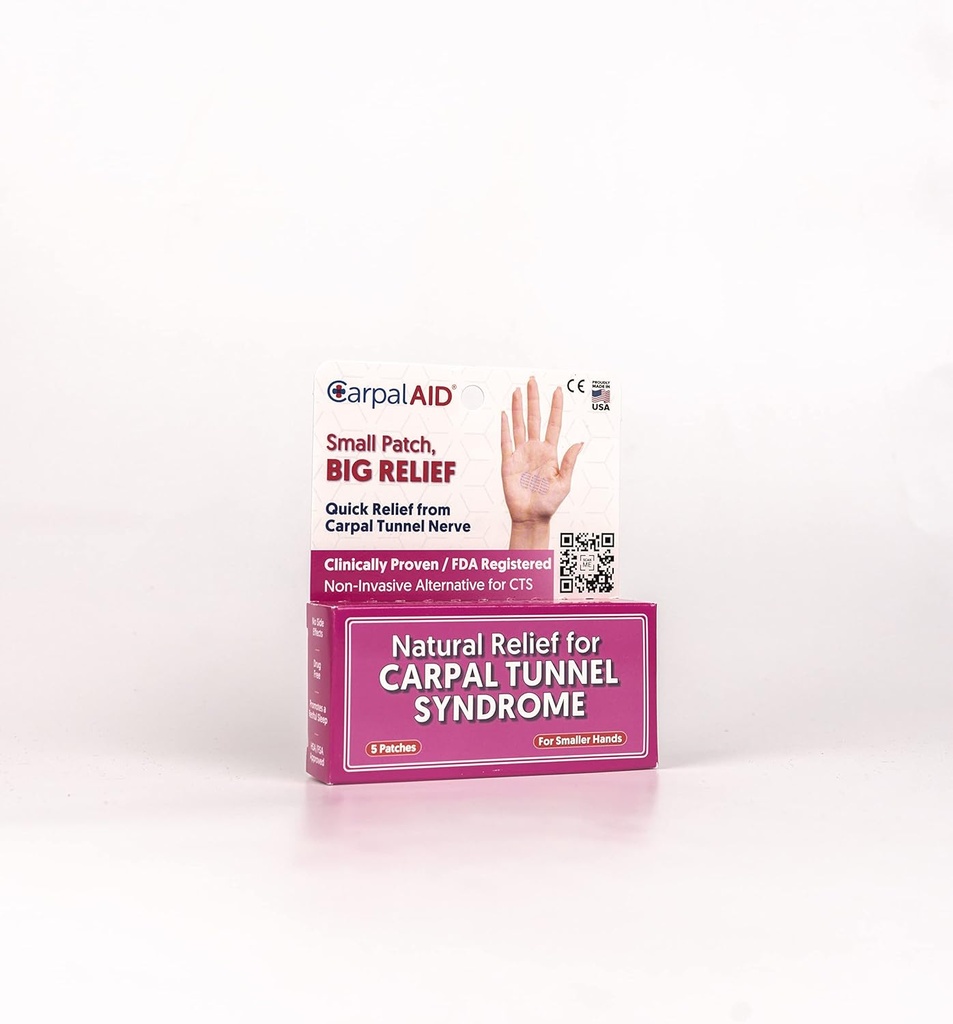 Patch for Carpal Tunnel Relief – Tecnología Patenada Revolucionaria – Adhesivo Médico Producido Clínicamente proporciona alivio para el túnel carpiano (pequeño – 5 Pack)