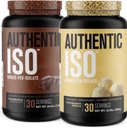 Jacked Factory Authentic ISO Grass Fed Whey Protein Isolate Powder - Low Carb, Non-GMO Muscle Building Protein w/No Fillers (Chocolate, 30sv) & (Vanilla, 30sv)