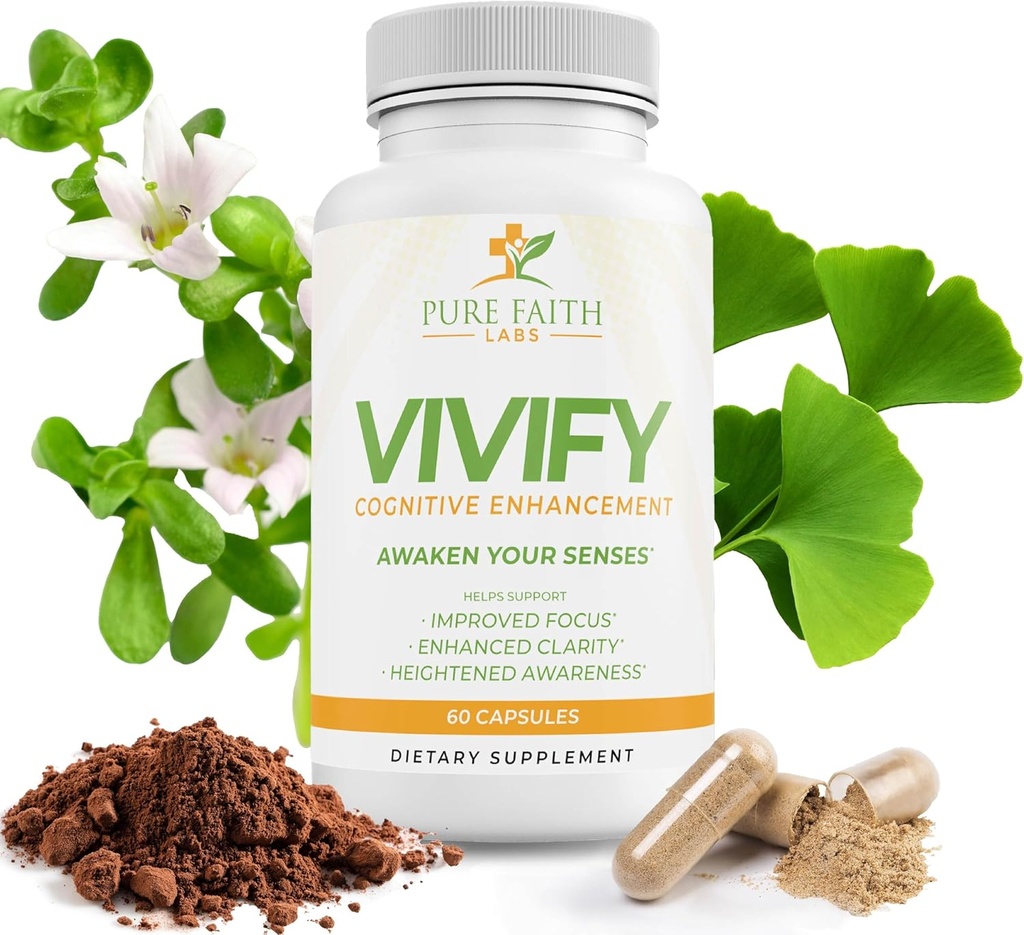 Vivify Brain Booster tención Enfóquese en Su Fe y Familia ← Energía Boost y Salud Global (1 Month Supply, 60ct)