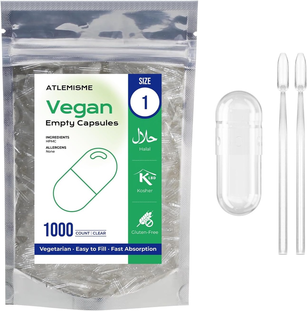 Empty Vegan Capsules Tamaño 1 - Vegan Capsules Empty (1000 Cuenta)