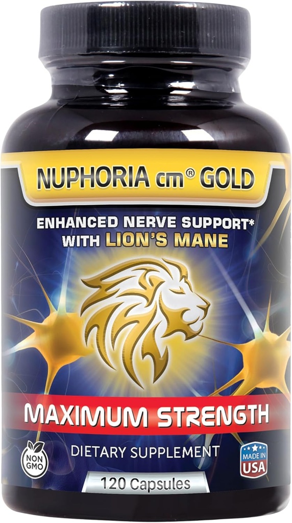 Nuphoria cm® Gold - Nerve Support Fórmula con ácido lipoico R-Alpha y vitaminas B Premium - 30 Day Supply 120 cápsulas