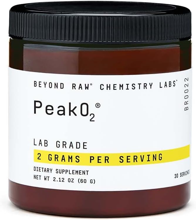 BEYOND RAW Chemistry Labs Peak 02 Powder, proporciona resistencia durante entrenamientos, 30 servicios