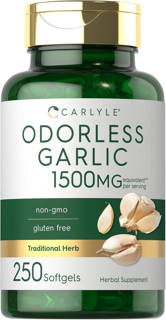 Carlyle Odorless Ajo Softgels 1500mg ← 250 Cuenta Silencioso no GMO, Gluten Free Extract Suplemento