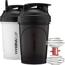 Botellas de batidora de Hydra Cup ProFlow  Protein Shaker Cups with Whisk Ball, Leak-Proof Lid, Hidden Carry Handle ANTE BPA-Free Gym Mixer for Protein Powder, Mixing Supplements (2 Pack with Power Whisk)