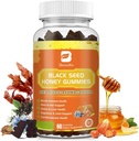 Black Seed Oil Sea Moss Gummies with Ashwagandha, Burdock Root, Linden Honey, Elderberry, Turmeric, Vitamina C, D3 & Zinc - Apoya la inmunidad, las articulaciones, la digestión, el pelo y la piel, Vegan Gummies 60 Condes