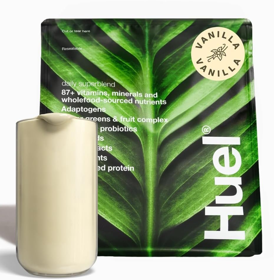 Huel Daily Superblend Vainilla Powder ← 25g Plant Based Protein TEN Super Greens Powder TEN 87 Vitaminas, Minerales y Ingredientes de todo el alimento-Fuerza de alimentos TEN19 Servimientos TENIDO Scoop no incluido para reducir plástico