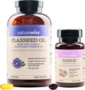 NatureWise Organic Flaxseed Oil Max 720mg ALA | Highest Potency Flax Oil Omega 3 Garlic Odorless Softgels 1500mg Support Teeth & Immune System Health