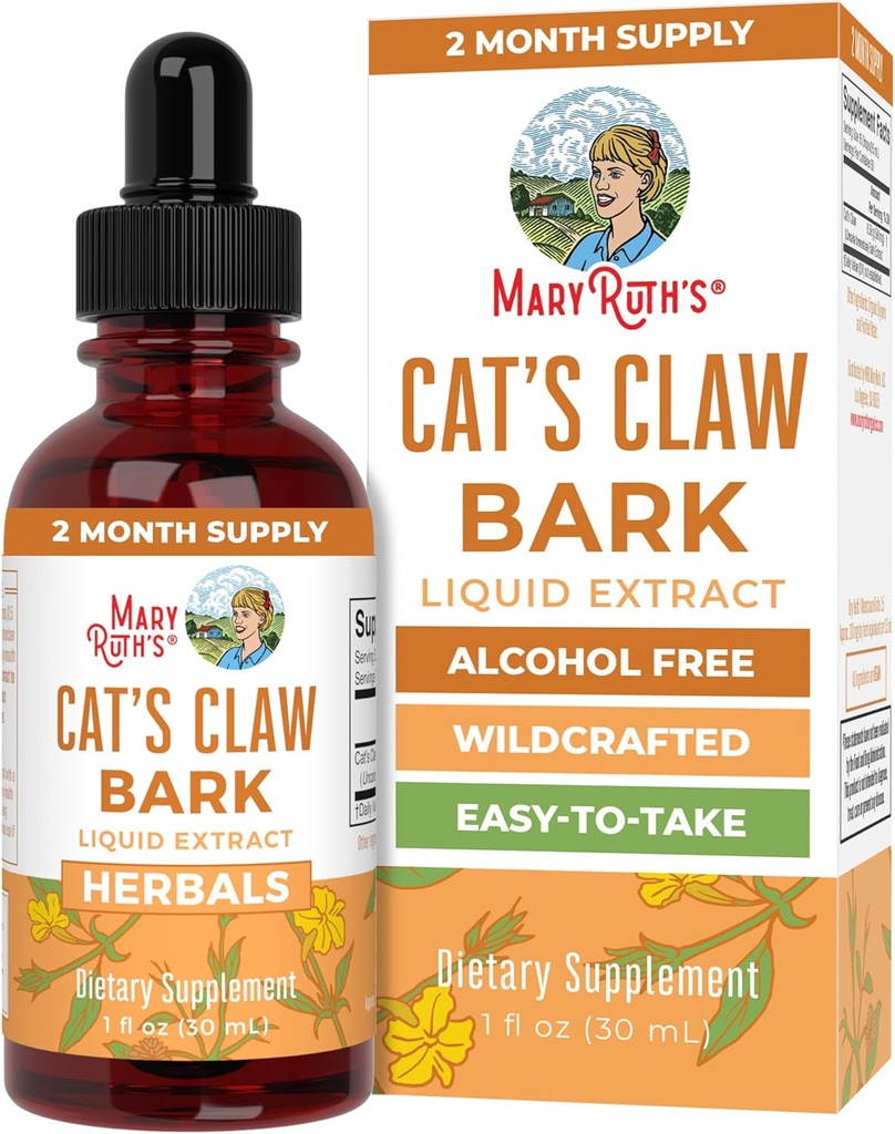 MaryRuth Organics Cat's Claw Herbal Liquid Drops ← 2 Month Supply ← Gatos Desarrollados Claw Tincture ← Uncaria tomentosa ← Non-GMO Project Verified ← Vegan Silencio Gluten Free ← Sugar Free ← 1 Fl Oz