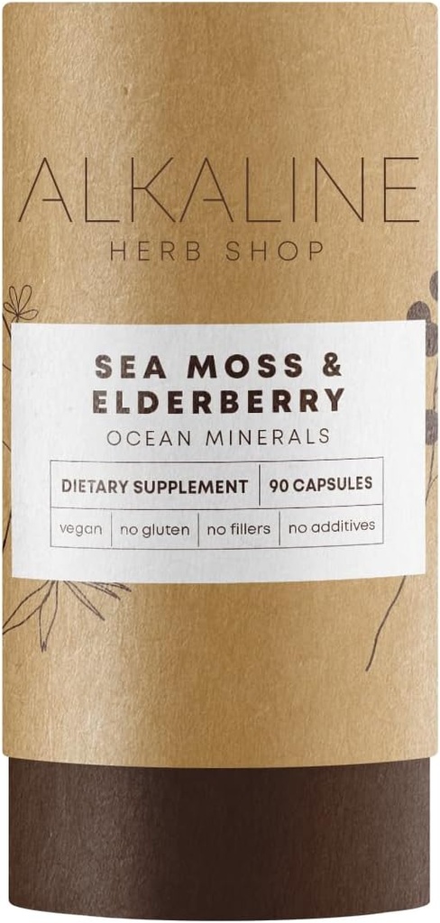 Alkaline Herb Store Sea Moss y Elderberry Suplemento 90 cápsulas