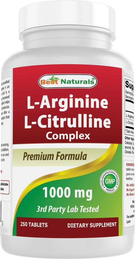 Best Naturals L-Arginine L-Citruline Complex Tablets, 250 Count