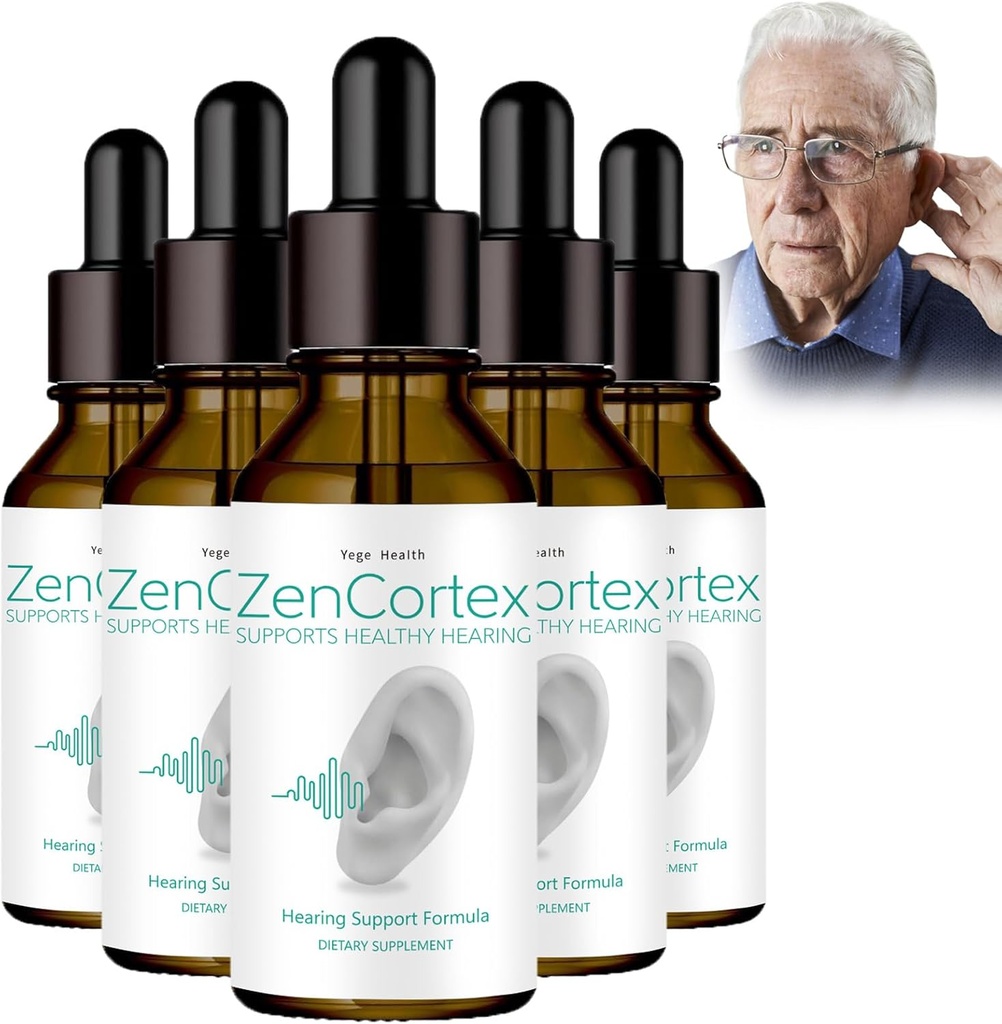 Tinnitus Relief for Ringing Ears, Zencortex Cortex Ear Drops, Zencortex for Tinnitus, Ayuda con Eardrum Health, promueve la Claridad Auditoria, Bottle durante 30 días (5 Pack)