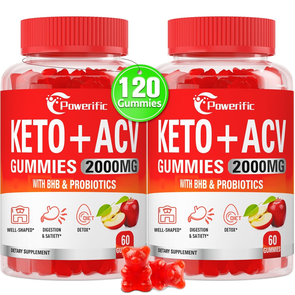 Manzana Vinagre Gummies, GLP-1 Apoyo Keto ACV Gummies Max Strength 2000mg Apple Vinagre de sidra con madre, probióticos & vitamina B12, para la digestión, metabolismo, limpieza y dieta desintoxicación (2 paquetes)
