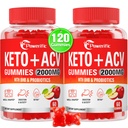 Apple Cider Vinegar Gummies, GLP-1 Support Keto ACV Gummies Max Strength 2000mg Apple Cider Vinegar with Mother, Probiotics & Vitamin B12, for Digestion, Metabolism, Cleanse & Detox Diet (2 Packs)
