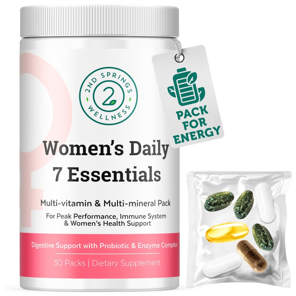 Daily 7 Essentials Women's Vitamin Pack -7 Pack Completo de Mujer Multivitamin Packet con Energía, Metabolismo, Sistema Inmunitario, Apoyo a la Salud Femenino con Probióticos, Más