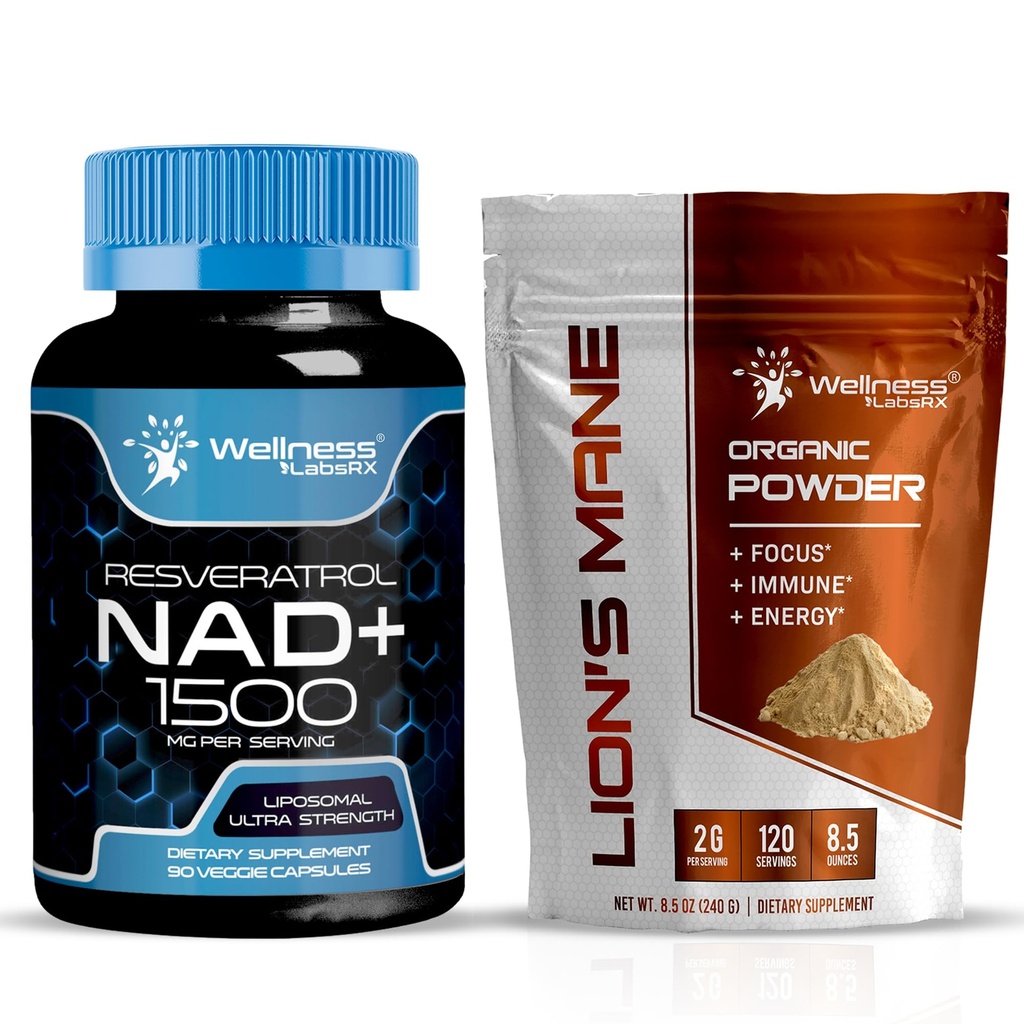 WELLNESS LABSRX NAD+ Suplemento capsules 1500mg - Lions Mane Powder 2000mg