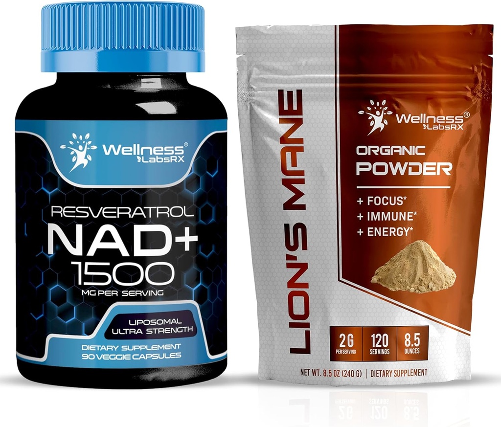WELLNESS LABSRX NAD+ Suplemento capsules 1500mg - Lions Mane Powder 2000mg