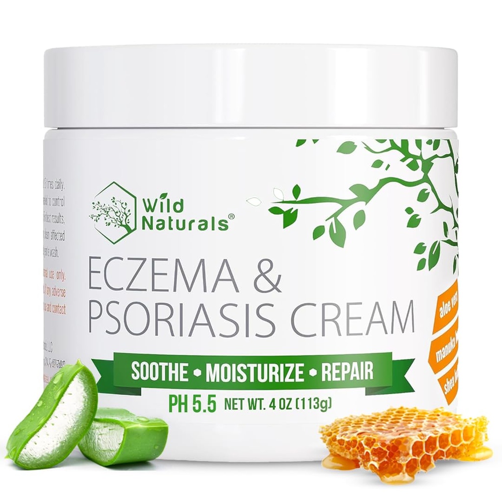 Crema de Psoriasis para la piel seca, picazón – Alivio de Eczema para adultos y niños – Crema de Psoriasis hidratante con miel Manuka