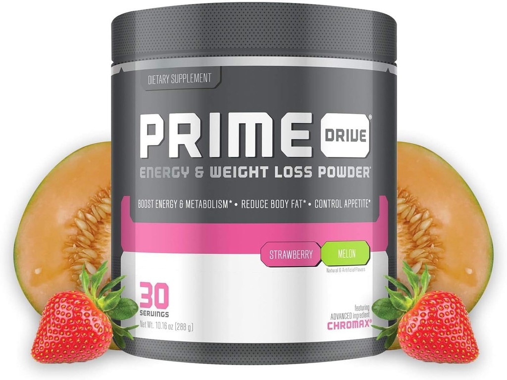 Prime Energy Drive Strawberry Melon Pre Workout Energy Drink Powder, proporciona energía extrema, foco e intensidad, aumenta el metabolismo 10.2oz (30 servidos)