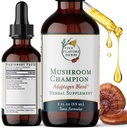 Mushroom Champion Tincture - Apoyo metabólico, Apoyo Inmunitario, Apoyo Respiratorio, Adaptogen Blend, Fórmula Tonica, Reishi, Maitake, Suplemento Herbal - 2 Fl Oz