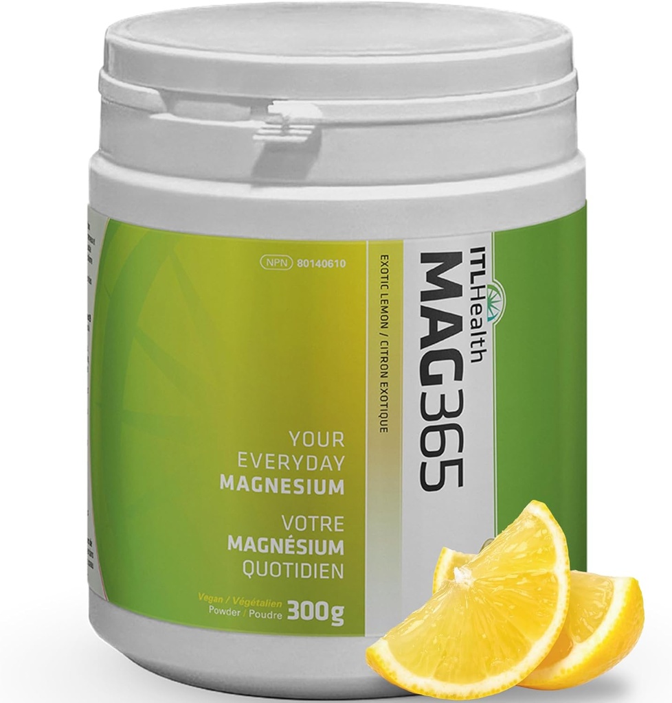 MAG365 Pure Ionic Magnesium Citrate Powder - Natural &amp; Bioavailable Agua-Soluble Suplemento con ácido cítrico - Apoyos Energía, músculo, Bone &amp; Heart Función  durable Exotic Lemon 300g 75-Servings