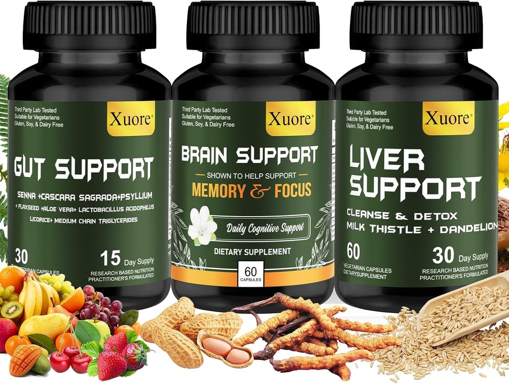Liver Renew Cleanse Detox, Repair &amp; Support, Gut and Colon Support - Advanced Gut Cleanse Detox, Brain Nootropic Brain Supplement for Men &amp; Women ,All in one suppment.