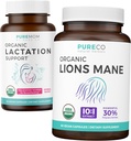 Apoyo a la lactancia " Lions Mane (1-Month Supply) Mothers Mind Bundle of Organic Lactation Support - Ayuda para Madres de Enfermería (60 cápsulas) " Organic Lions Mane Mushroom 10:1 Extracto (60 cápsulas)