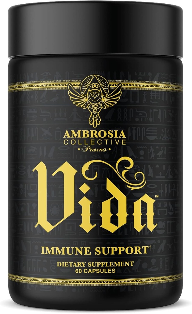 Ambrosia Vida Immunity Support, Elderberry, Vitamin C, Vitamin D and Zinc Supplement, Immune System Booster (60 Capsules)