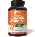 NutriFlair Liposomal Vitamina C 1700mg, 180 Capsules - Alta Absorción, Fat Soluble VIT C, Bioavailability Immune System Support & Collagen Booster, Non-GMO, Vegan Pills