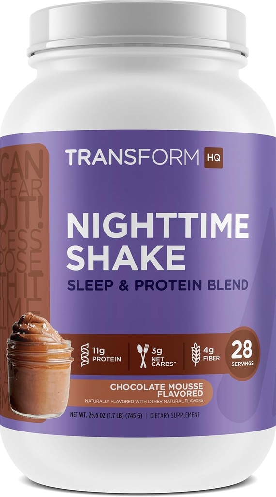 TransformHQ Nighttime Shake, Sleep + Protein Blend, 28 Servings, Chocolate Mousse Flavor