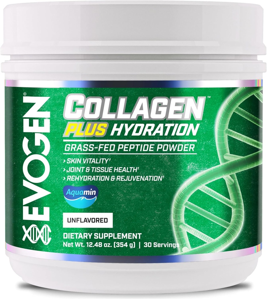 Evogen Collagen Plus Hydration - Grass-Fed Collagen for Women &amp; Hombres Silencio Collagen Peptides Powder ¦ Collagen Powder Apoyo a la Vitalidad de la Esquí, Hidratación, Salud Conjunta de Tejidos TENIDO Desarrollado ANTE 30 Servimientos