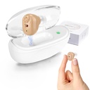 Ayuda de amplificador auditivo, ayuda de Audición recargable para adultos mayores con control de volumen, amplificador de cancelación de ruido, uso de un solo lado