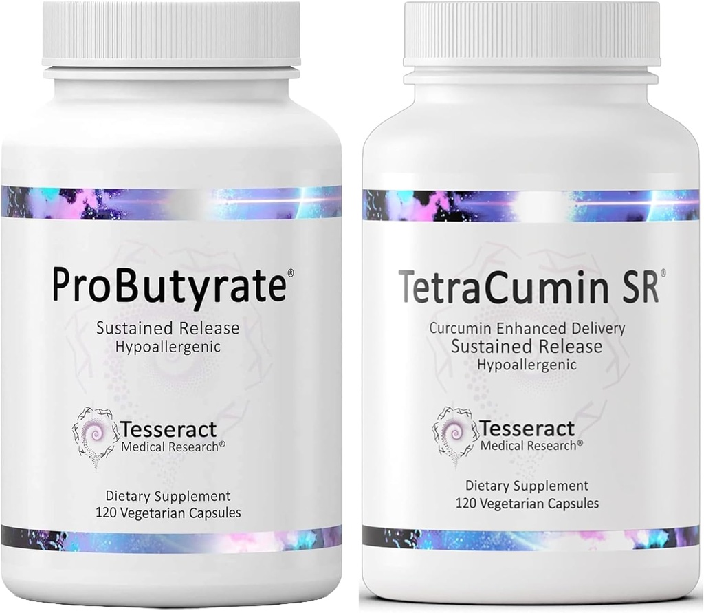 Tesseract Medical Research ProButyrate Gut Health Supplement, Butyric Acid Complex " TetraCumin SR Joint Support Supplement, Sustained Release
