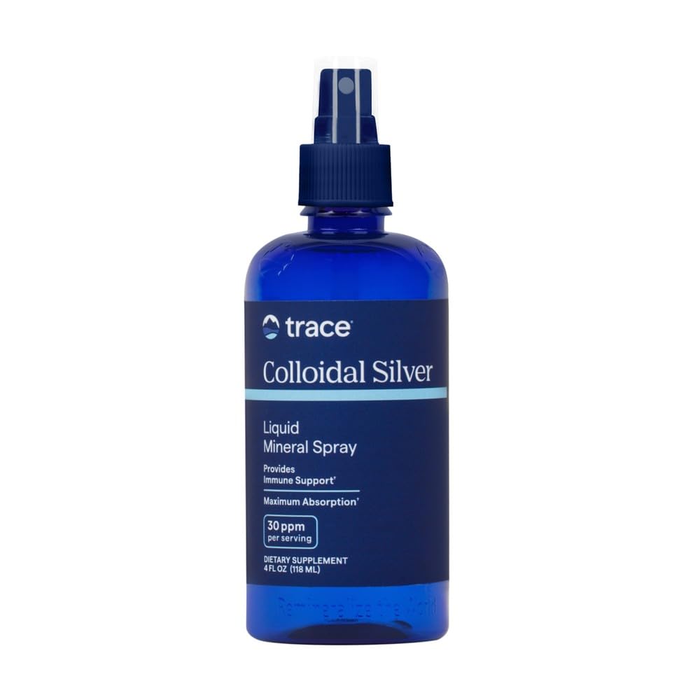 Trace Minerals Colloidal Silver Spray - Suplemento Mineral Diario para Ayuda Efectiva Absorción - Apoyo Immune, Esqueleto &amp; Sleep Health - Super Oxygenated Suplemento - 4 fl oz (Aproximadamente 118 Servimientos)