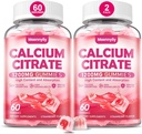Calcium Citrate Gummies 1200 mg para adultos: Ultimate Absorption Suplemento de calcio para hombres y mujeres - Fácil de digerir, Vegan, No GMO, Gluten Gratis - Natural Strawberry Flavor