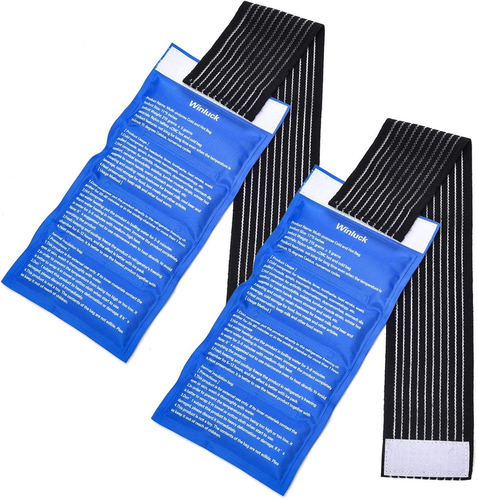 Gel Ice Cold Packs - (2-Piece Set) Soft Reusable Cold/Hot Compress, Proporciona Conjunto Aliviado y Dolor Musculo. Terapia flexible de lesiones - hombro, espalda, rodilla, cuello, tobillo &amp; más.
