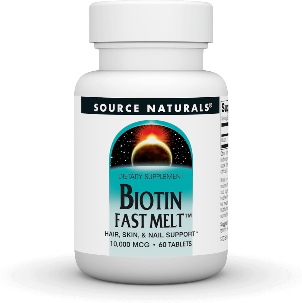 Fuente Naturales Biotin Fast Melt, Hair Skin and Nail Support*, 10,000 mg - 60 Fast Melt Tablets