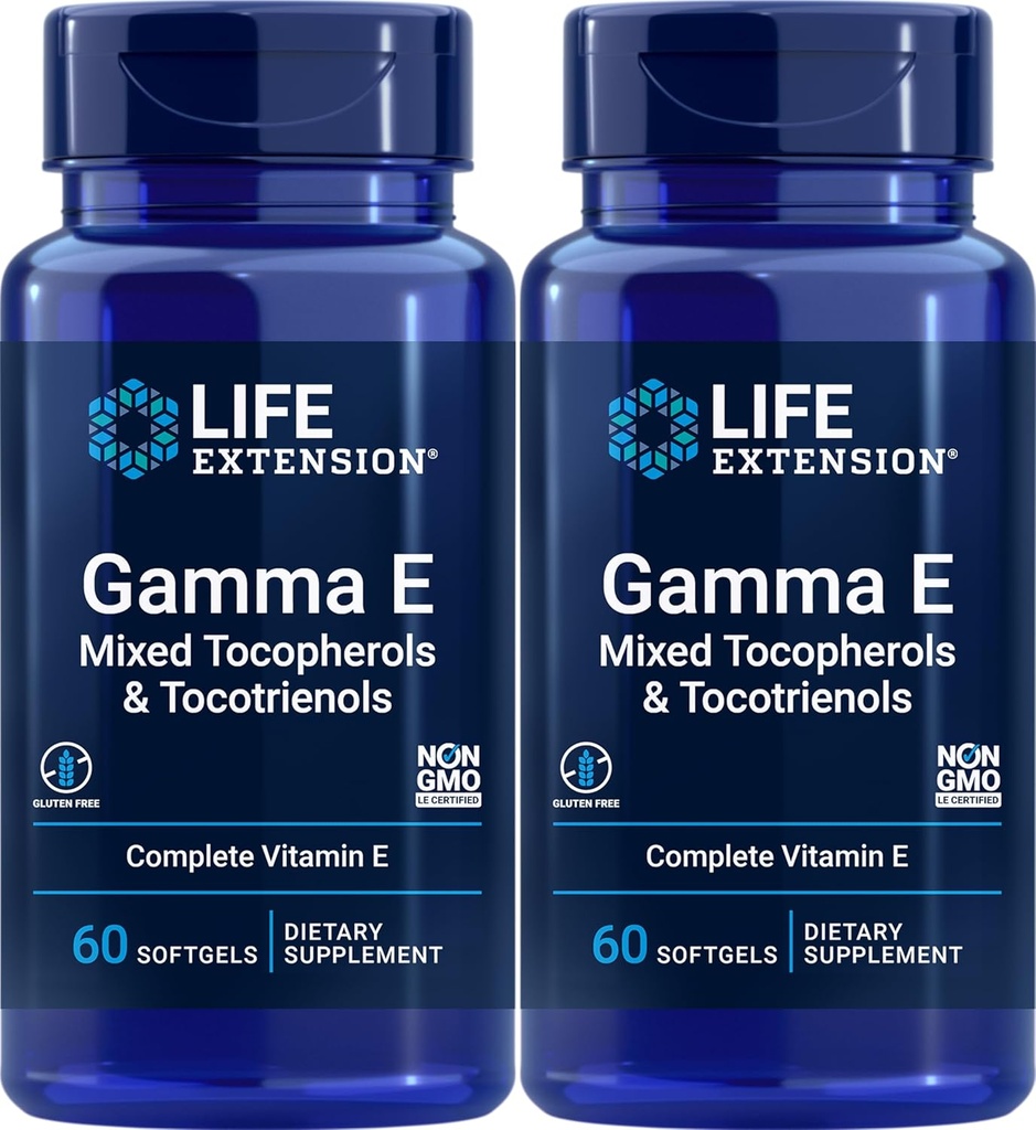 Life Extension Gamma E Mixed Tocopherols & Tocotrienols 60 Softgels (Pack of 2)