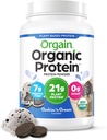 Orgain Orgain Pólvora de proteínas orgánicas, Cookies " Crema - 21g Proteína de base vegetal, fibra prebiótica de 7g, carbohidratos de baja red, sin ingredientes de lactosa, sin azúcar añadido, no fumador, para sacudidas " , 2,03 lb