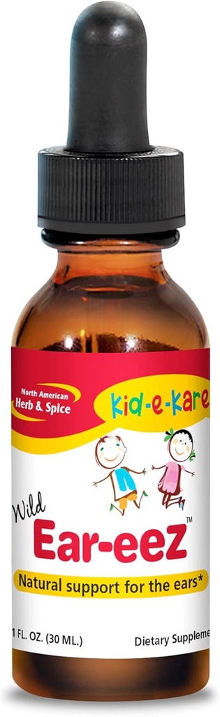 NORTH AMERICAN HERB &amp; SPICE Kid-e-kare Ear-EEZ - 1 fl. oz. - Apoyo natural para los oídos de los niños - Contiene Aceites de ajo, semillas negras, hojas de salvia - Non-GMO - 287 gotas