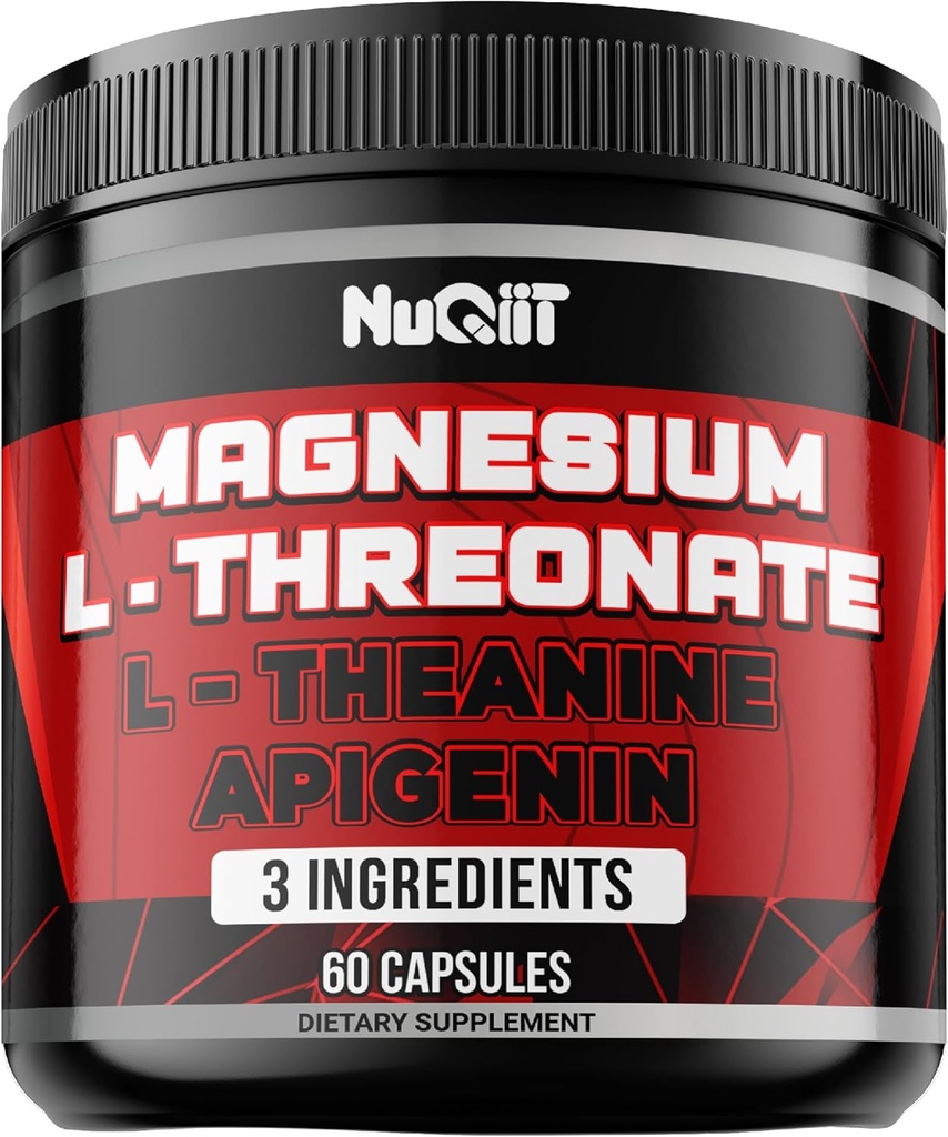 Magnesio L-Threonate, L-Theanine, Suplemento Apigenin - 60 cápsulas - Beneficios Impresionantes para la Concentración, Mente Confortable &amp; Salud Cerebral - 10% Magnesio Elemental