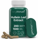 LongLifeNutri Mullein Leaf 1500mg 10:1 Extract - 200 Vegetarian Capsules, from Organic Mullein Leaf Powder, Herbal Supplement for Respiratory Care, 2-Month Supply, Non-GMO, GMP Certified, Made in USA