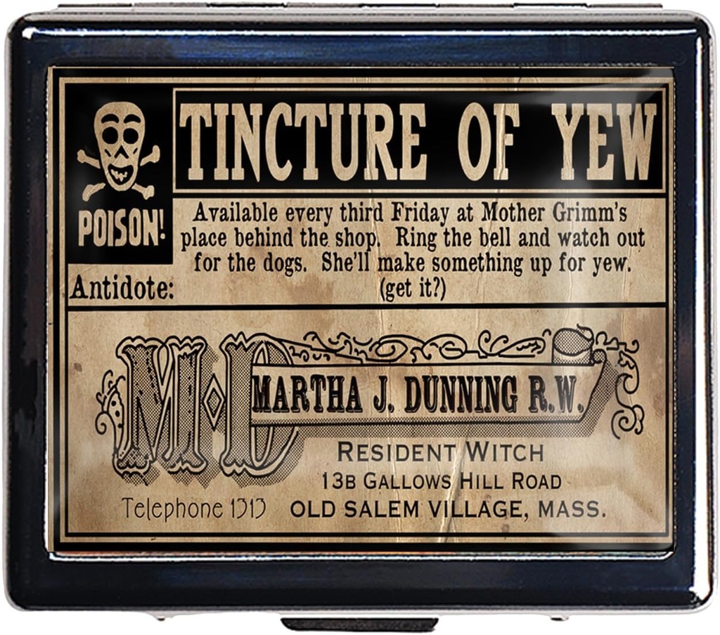 7 Days Chromed Shiny Silver Pill Organizer with Mirror Inside Has 8 Separate Compartments Rectangle 7 Days Pill Box Pill Case (Vintage Poison Label)