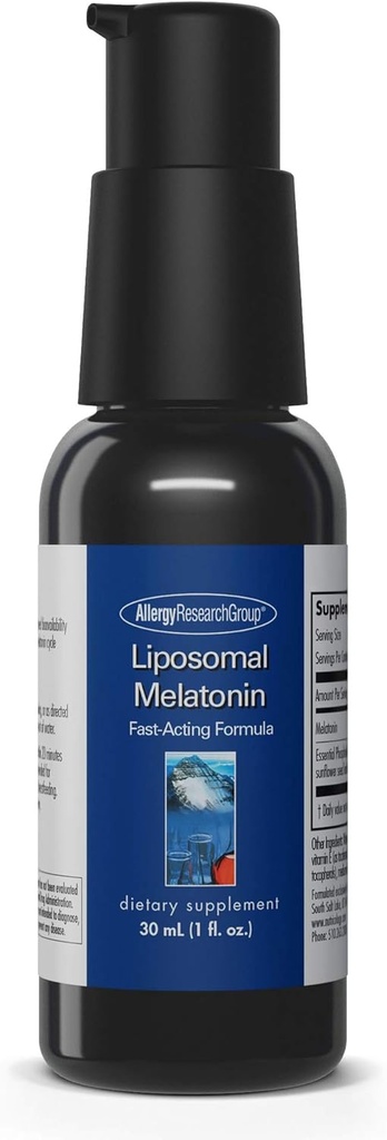 Grupo de investigación de alergia Liposomal Melatonina Suplemento - Oral Sleep Spray for Adults, 1mg Liquid Melatonin, Pura, Fast Acting Formula - 1 Fl Oz