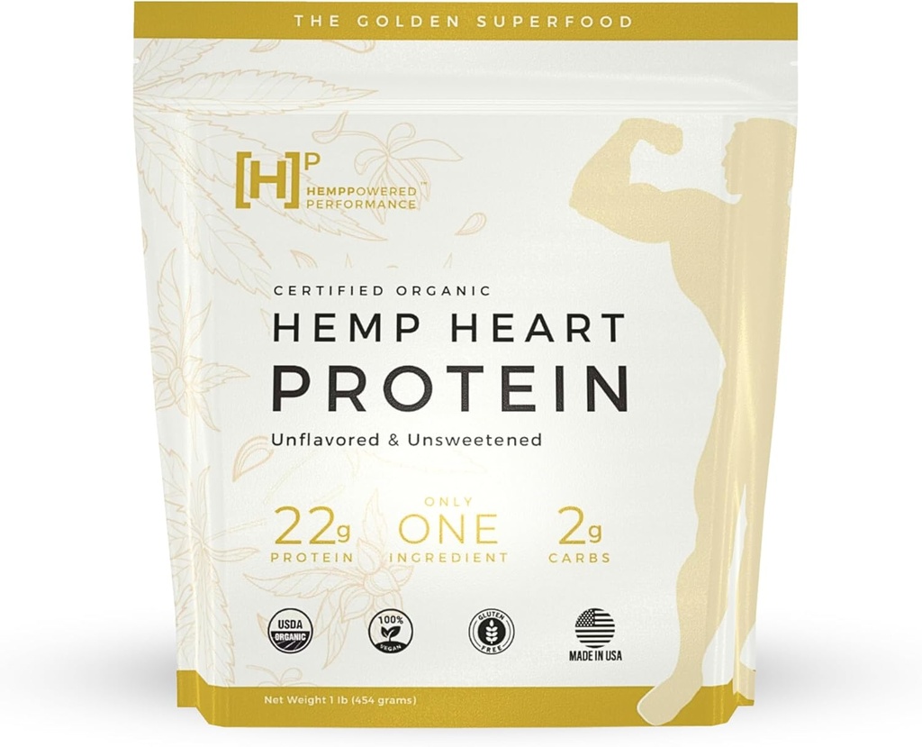 USDA Organic Hemp Protein Powder for Women &amp; Hombre - Unflavored Pure Natural Hemp Protein Powder Organic - Plant Based Powder, Vegan, Gluten Free, Keto - Seed Powder Cold-Presed (1lbs)