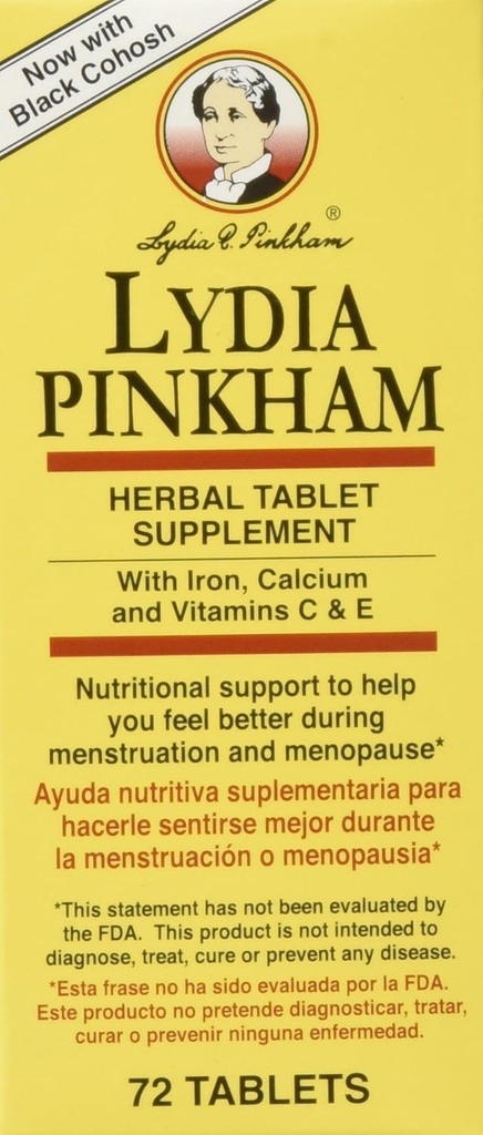 Lydia Pinkham Herbal Suplemento Tablas para Menstruación y Apoyo a la menopausia, 72 Cuenta